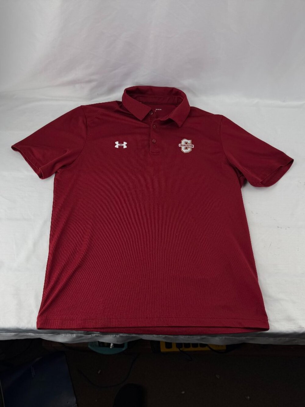Under Armour Maroon Charleston Golf Polo Shirt Loose Fit Size Large